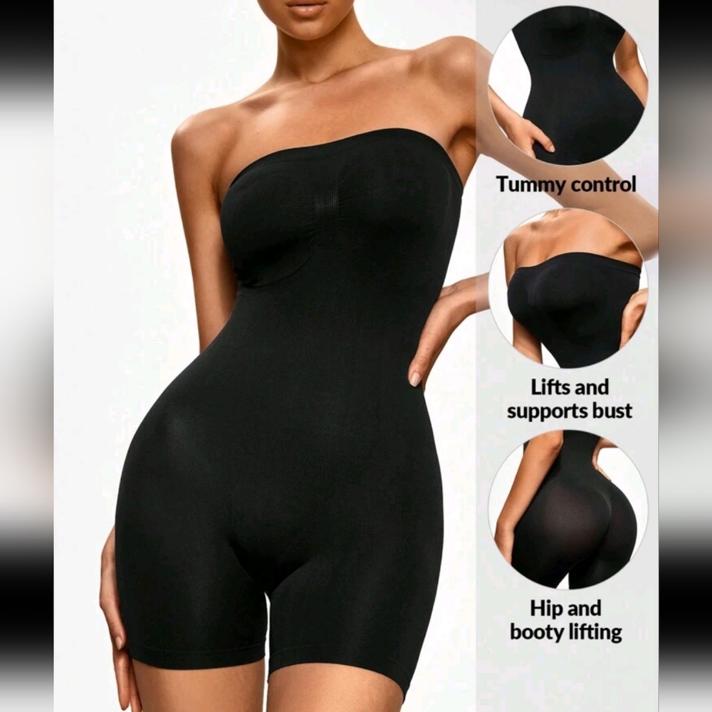 NWOT SHAPE Strapless Bandeau Boyshort All In One Bodysuit Bodyshaper, M,…